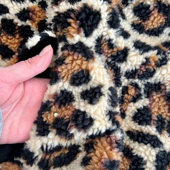J.Crew Snap Collar Sherpa Sweatshirt in Leopard - L - Picture 6 of 8